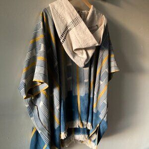 Striped Hooded Poncho Jacket